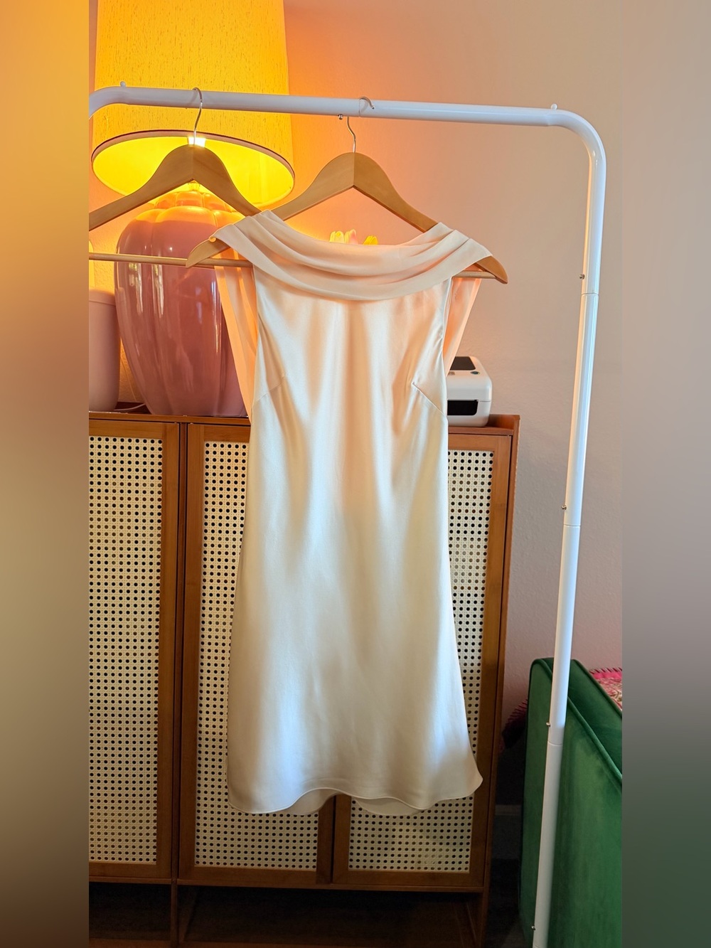 Reformation Jonelle Silk Dress In Almond, NWOT, NEVER WORN, NO FLAWS. - Picture 8 of 16
